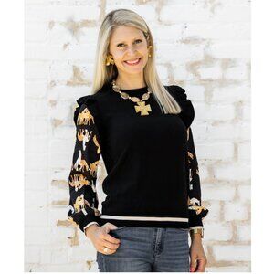 THML Ruffle shoulder sweater szXS NWT